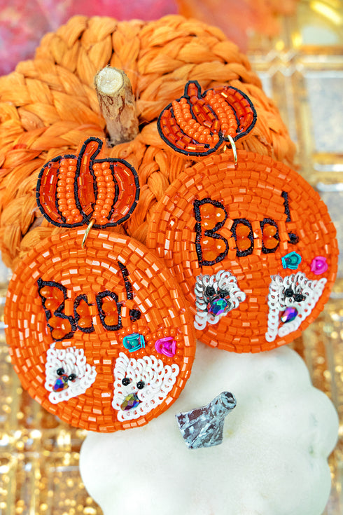 Boo Orange Seed Bead Earring