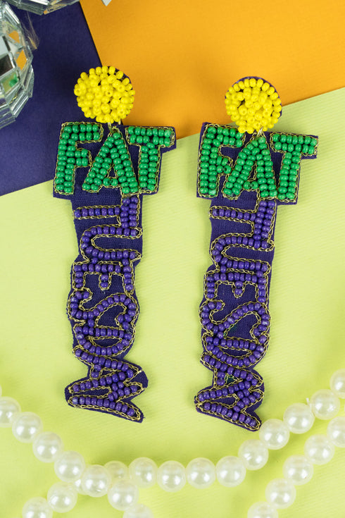 Fat Tuesday Seed Bead Earrings