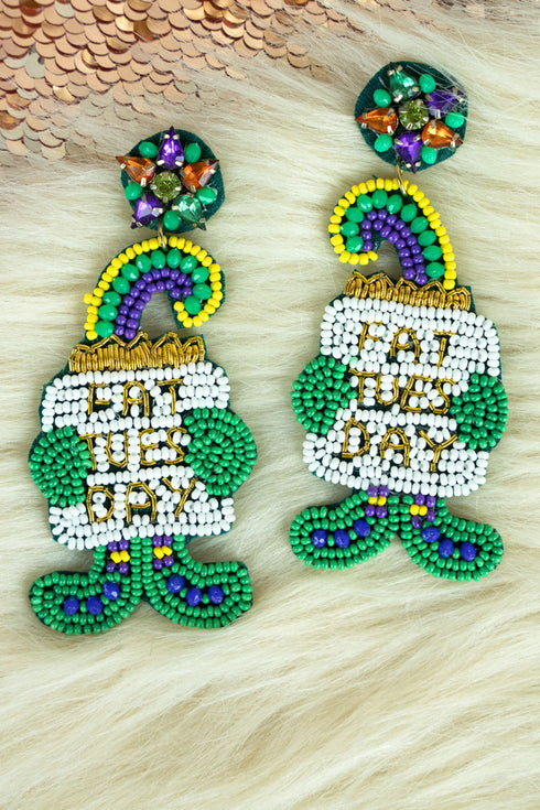 Mardi Gras 'Fat Tuesday' Jester Seed Bead Earrings