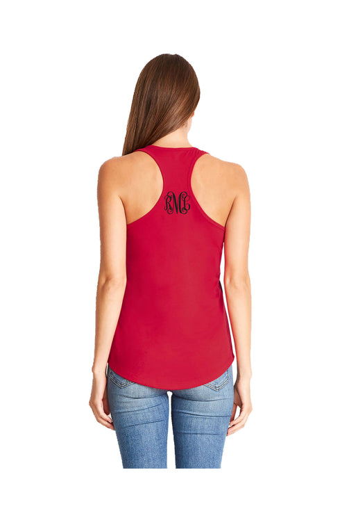 Next Level Ladies' Colorblock Racerback Tank, Black/Red *Personalize It!