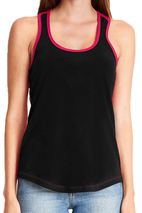 Next Level Ladies' Colorblock Racerback Tank, Black/Red *Personalize It!