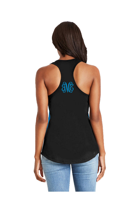 Next Level Ladies' Colorblock Racerback Tank, Turquoise/Black *Personalize It!