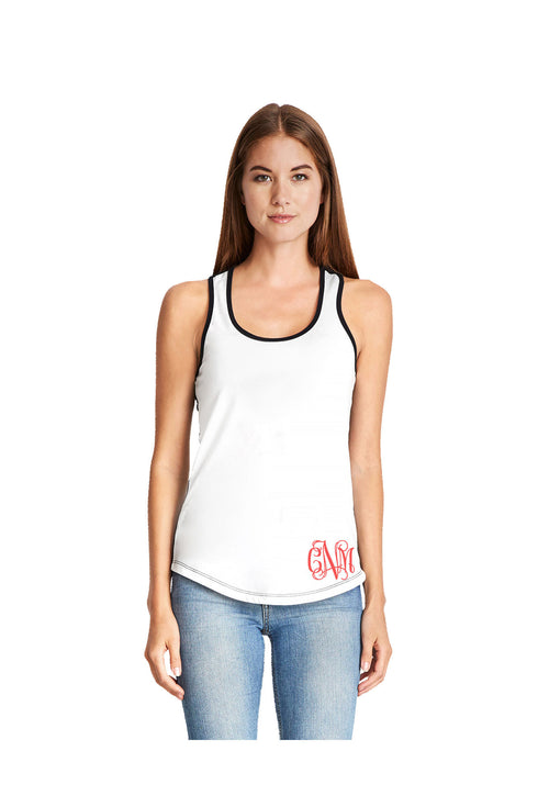 Next Level Ladies' Colorblock Racerback Tank, White/Black *Personalize It!