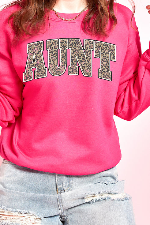 Arched Aunt Leopard Heavy-weight Crew Sweatshirt