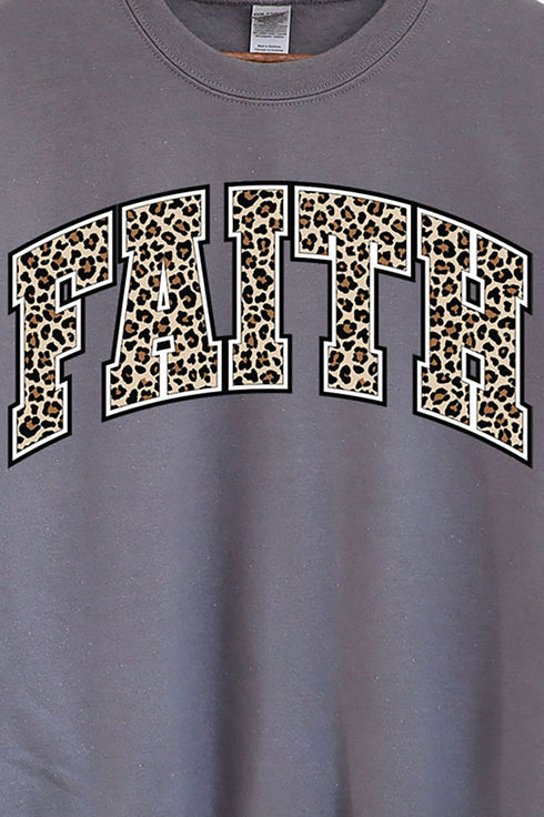 Arched Faith Leopard Heavy-weight Crew Sweatshirt