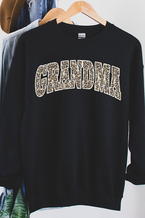 Arched Grandma Leopard Heavy-weight Crew Sweatshirt