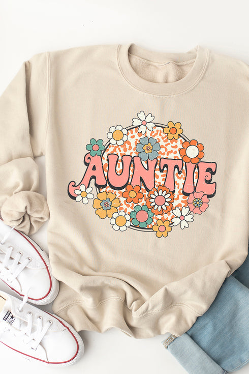 Groovy Auntie Flowers Heavy-weight Crew Sweatshirt