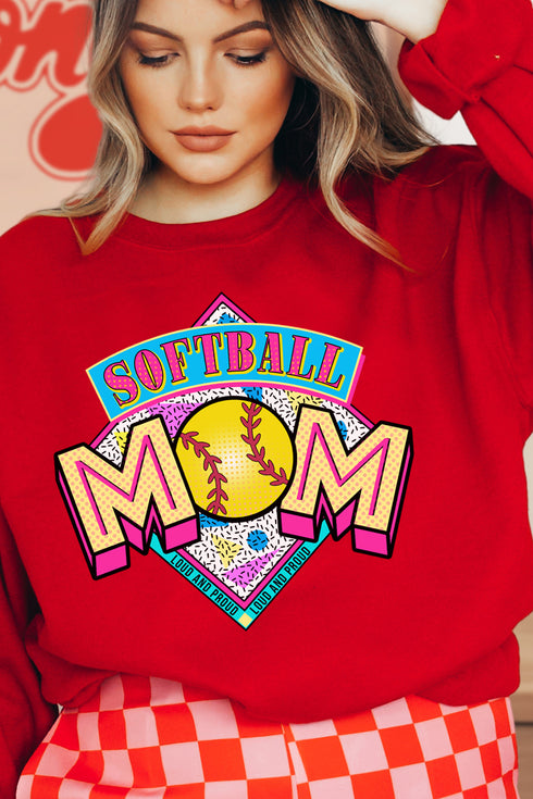 Loud And Proud Softball Mom Heavy-weight Crew Sweatshirt