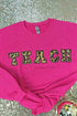 Teach Leopard Chenille Patch Heavy-weight Crew Sweatshirt
