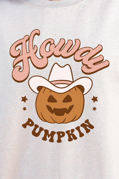 Pumpkin Howdy Cowboy Hat Heavy-weight Crew Sweatshirt