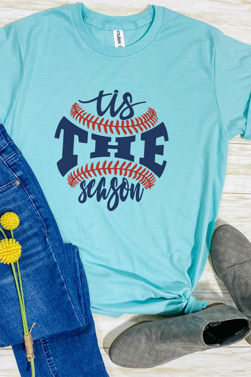 Tis The Season Baseball Navy and Red Unisex Blend Tee