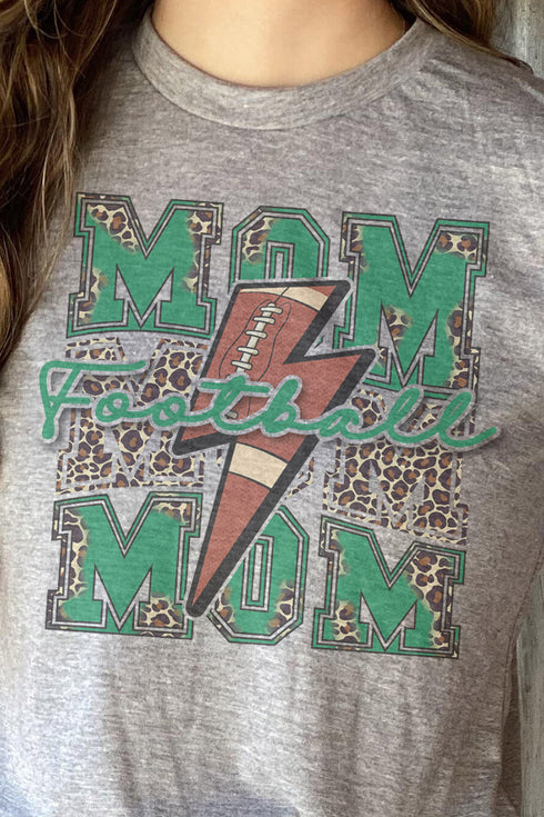 Cheetah Stacked Football Mom Green Unisex Poly-Rich Blend Tee