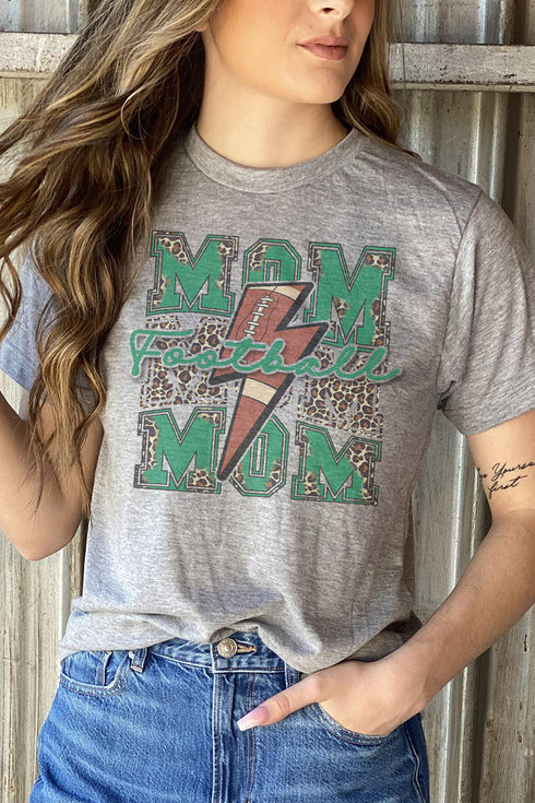 Cheetah Stacked Football Mom Green Unisex Poly-Rich Blend Tee