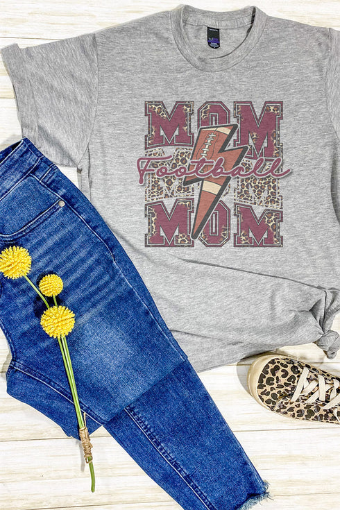 Cheetah Stacked Football Mom Maroon Unisex Poly-Rich Blend Tee