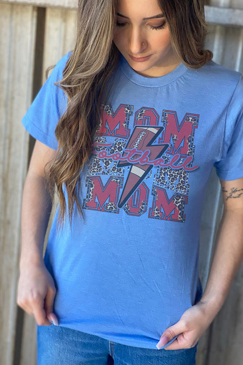 Cheetah Stacked Football Mom Red Unisex Poly-Rich Blend Tee
