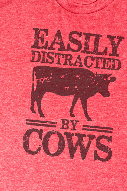 Easily Distracted By Cows Unisex Poly-Rich Blend Tee