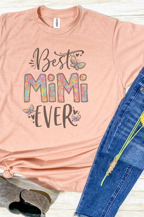 Floral Best Mimi Ever Unisex Poly-Rich Blend Tee