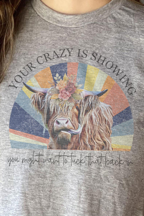 Floral Crazy Cow Unisex Poly-Rich Blend Tee