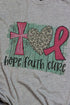Hope, Faith, Cure Pink Ribbon Unisex Poly-Rich Blend Tee