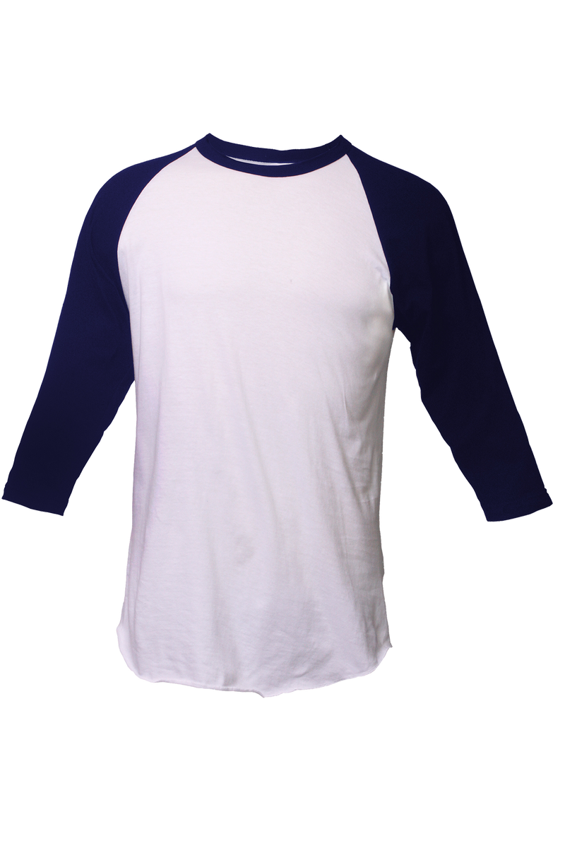 Tultex Unisex Fine Jersey Raglan Tee, White/Navy #245