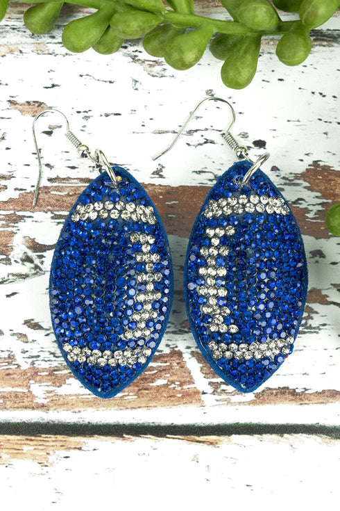 Sapphire Blue Crystal Football Earrings