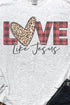 Buffalo Plaid Love Like Jesus Unisex Dri-Power Long-Sleeve 50/50 Tee