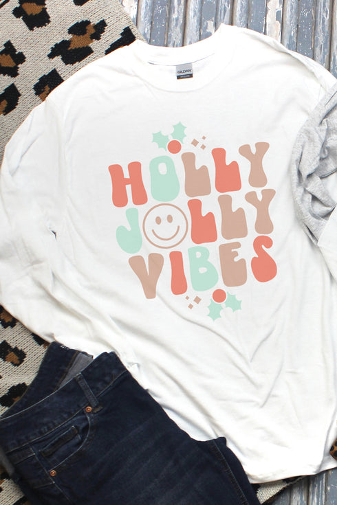 Holly Jolly Vibes Unisex Dri-Power Long-Sleeve 50/50 Tee