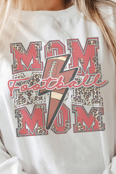 Cheetah Stacked Football Mom Red Unisex Dri-Power Long-Sleeve 50/50 Tee