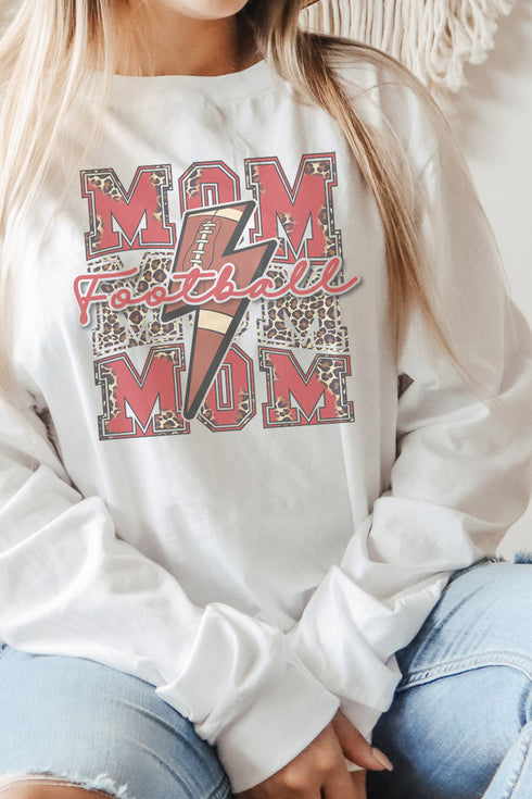 Cheetah Stacked Football Mom Red Unisex Dri-Power Long-Sleeve 50/50 Tee