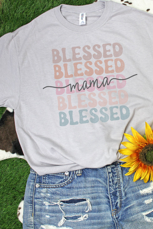 Blessed Mama Stacked Dri-Power 50/50 Tee