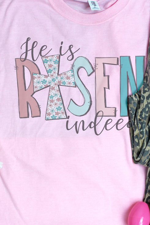 Floral He Is Risen Indeed Unisex Dri-Power 50/50 Tee