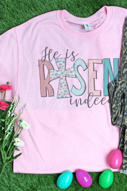 Floral He Is Risen Indeed Unisex Dri-Power 50/50 Tee