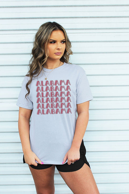 Distressed Stacked Alabama Dri-Power 50/50 Tee
