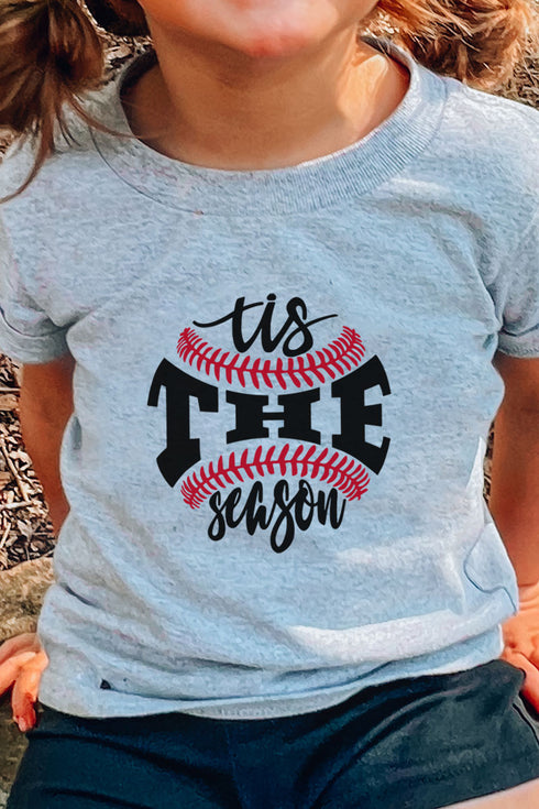Youth Tis The Season Baseball Black and Red Dri-Power 50/50 T-Shirt