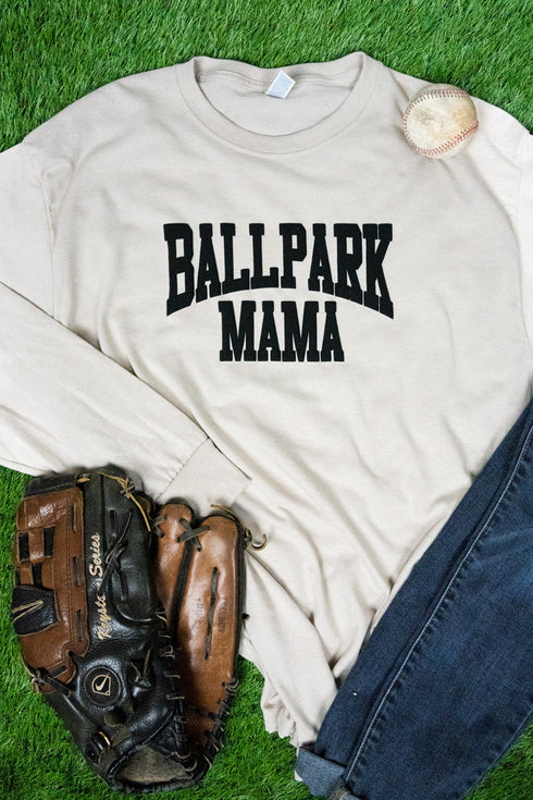 Ballpark Mama Puff Vinyl Unisex Dri-Power Long-Sleeve 50/50 Tee