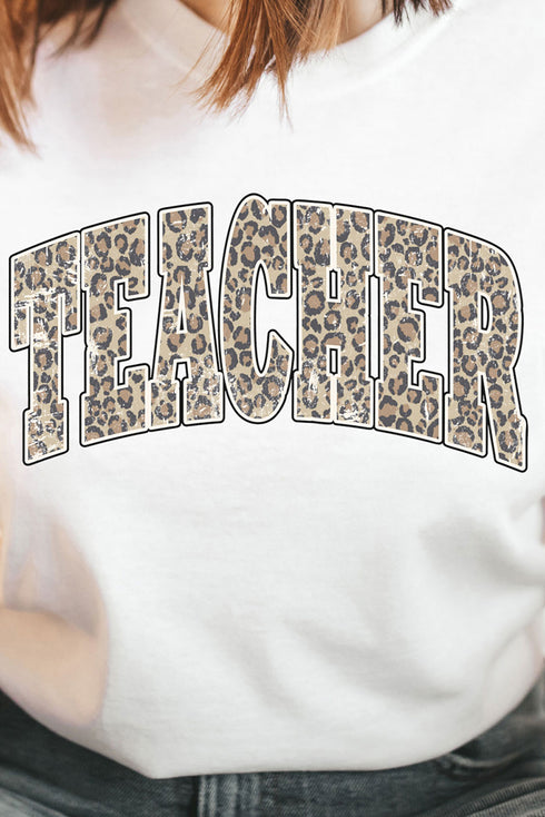 Arched Teacher Leopard Dri-Power 50/50 Tee