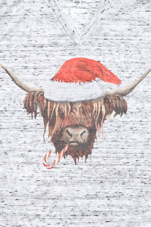 Highland Cow Christmas Unisex V-Neck Tee