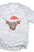 Highland Cow Christmas Unisex V-Neck Tee