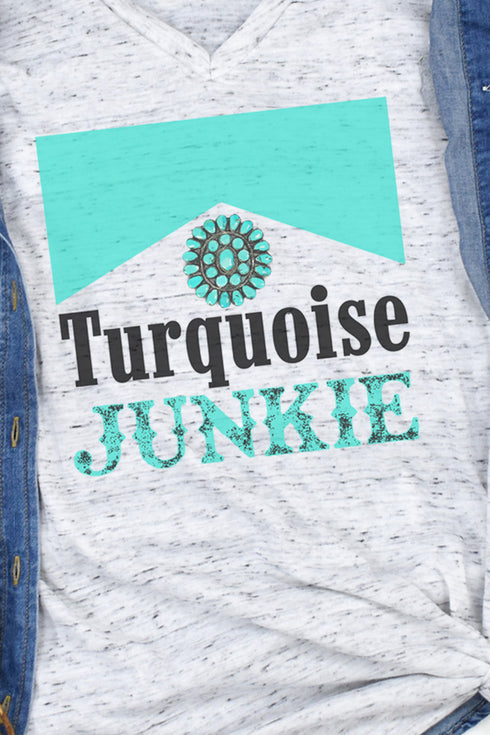 Turquoise Junkie Unisex V-Neck Tee