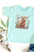 Toddler Floral Highland Cow Fine Jersey Tee