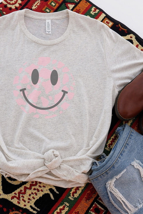 Cow Spots Happy Face Tri-Blend Short Sleeve Tee