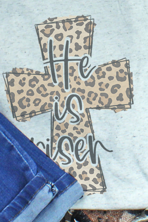 Cross Leopard He Is Risen Tri-Blend Short Sleeve Tee