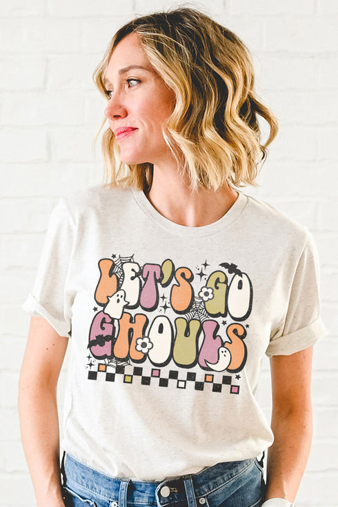 Colorful Let's Go Ghouls Tri-Blend Short Sleeve Tee