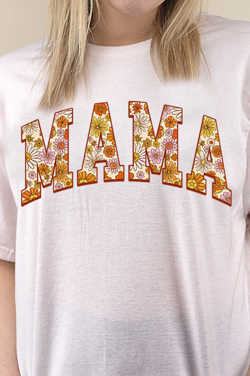 Block Letters Floral Mama Perfect-T Shirt