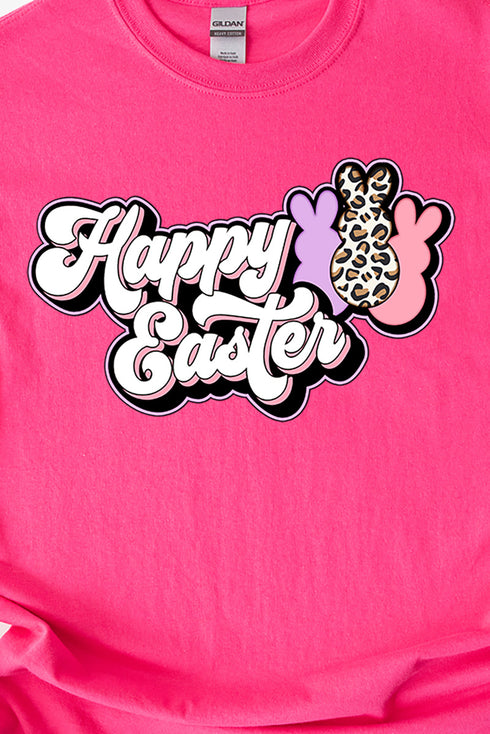 Outline Groovy Happy Easter Short Sleeve Relaxed Fit T-Shirt