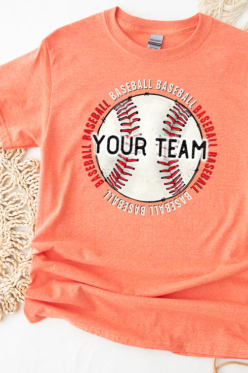 Stitches Doodle Baseball Your Team Short Sleeve Relaxed Fit T-Shirt