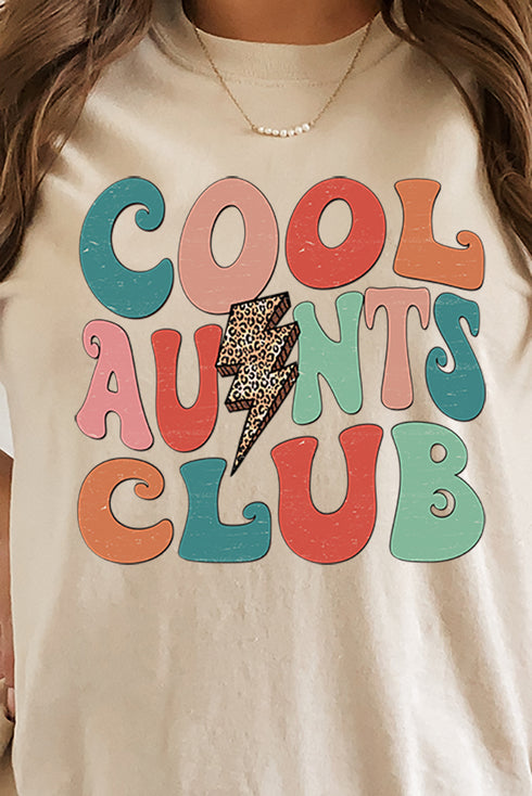 Cool Aunts Club Lightning Bolt Short Sleeve Relaxed Fit T-Shirt