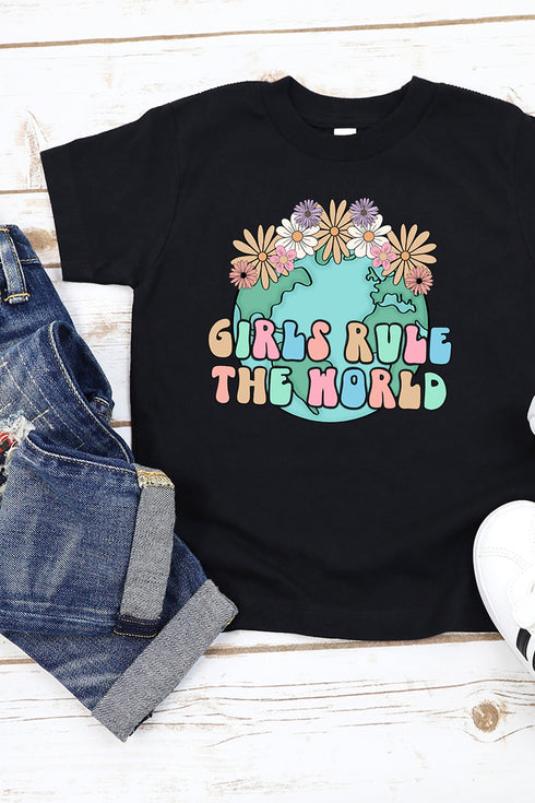 Toddler Earth Girls Rule The World Heavy Cotton T-Shirt