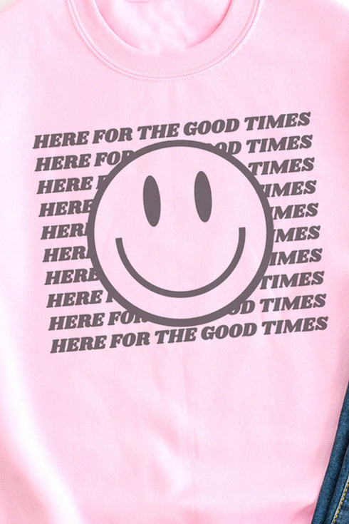 Here For The Good Times Happy Face Unisex NuBlend Crew Sweatshirt