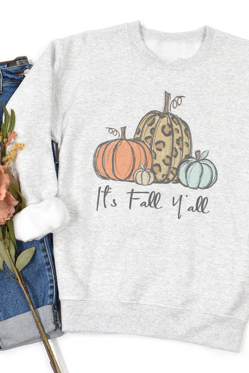 It's Fall Y'all Leopard Pumpkin Trio Unisex NuBlend Crew Sweatshirt
